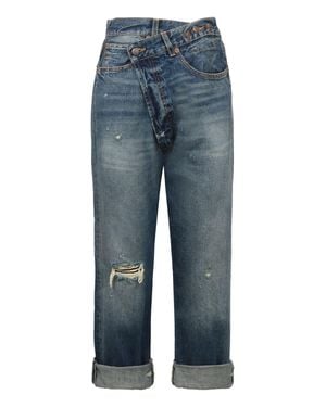 R13 Crossover Distressed Skinny Jeans - Blue