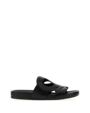 Loewe Paula's Ibiza Leather Paula S Ibiza Ease Monogram Slippers - Black