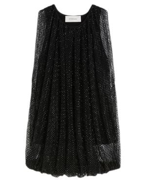 Sportmax Soft Cut Mesh Tank Top With Bubble Hem - Black