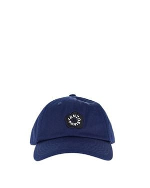KENZO Logo Patch Adjustable Strap Hat With Metal Buckle Detail - Blue