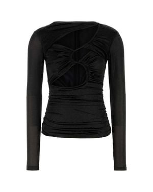Isabel Marant Stretch Silk Blend Rose Top - Black