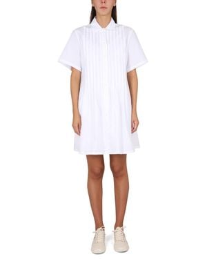 KENZO Pleated Chemise Dress With Classic Collar For - White
