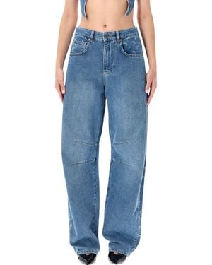 Marine Serre Mid-Rise Barrel Jeans - Blue