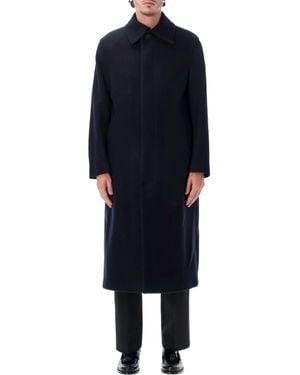 sunflower Wool-Blend Long Overcoat - Blue