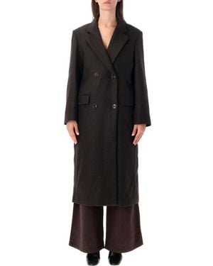 Sessun Double-Breasted Wool-Blend Coat - Black