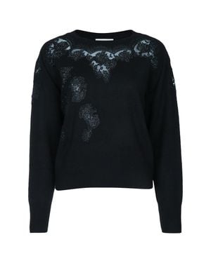 ERMANNO FIRENZE Lace-Trim Crewneck Sweater - Black