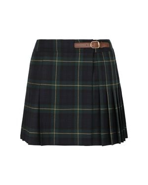 Celine Tartan Wool Mini Kilt Skirt - Black