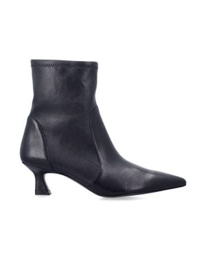 Stuart Weitzman Pointed Toe Kitten Heel Ankle Boot - Blue