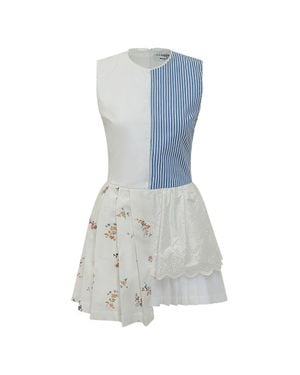 MSGM Embroidered Floral Print Mini Skirt With Tie Fastening - Blue