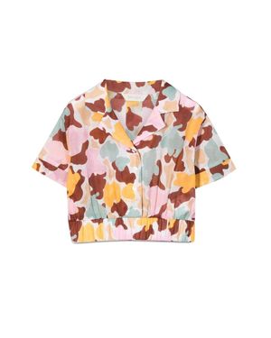 Palm Angels Cropped Shirt Aop Camu - White