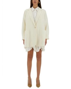 Max Mara Orlaya Oversize Stretch-Wool Canvas Jacket - Natural
