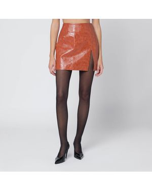 ANDAMANE Leather Effect Mini Skirt - Orange