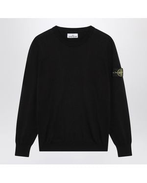 Stone Island Compass Logo Cotton Crew-Neck Sweater - Black