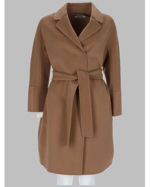 Max Mara S Max Mara Short Wool Double-Breasted Overcoat - Brown