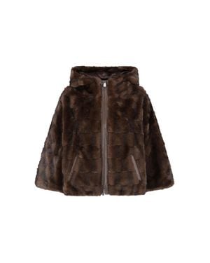Pinko Reversible Faux Fur Hooded Jacket - Brown