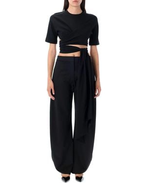 Alaïa Wrap Cropped Top And Wide-Leg Pants Set - Black