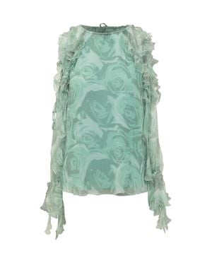 Pinko Silk Floral Print Blouse - Green