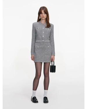 Self-Portrait Fluffy Knit Mini Skirt - Gray