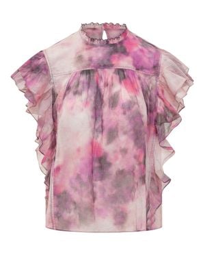Isabel Marant Mini Top With Ruffled Sleeves - Pink