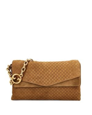 Gucci Gg Chain Suede Leather Shoulder Bag - Brown