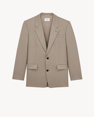 Saint Laurent Fluid Single-Button Jacket - Natural