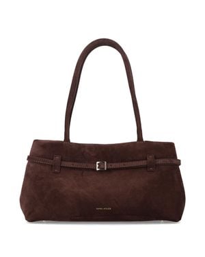 MANU Atelier Suede Shoulder Bag With Buckle Detail - Brown
