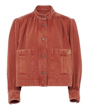 Chloé High-Necked Denim Jacket With Ruffles - Red