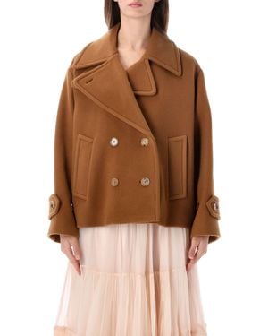 Chloé Double-Breasted Wool Blend Coat - Brown