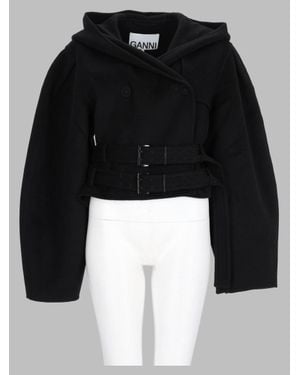 Ganni Cashmere-Blend Wool Jacket - Black
