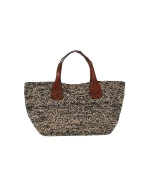 IBELIV Raffia Mini Crossbody Bag With Cow Leather Accents - Brown
