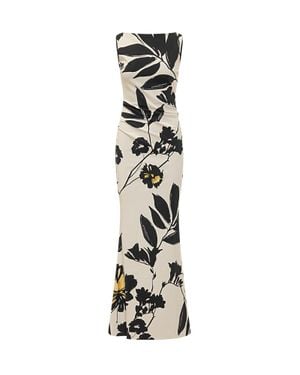 Chiara Boni Elegant Ajour Long Dress With Draped Neckline - White