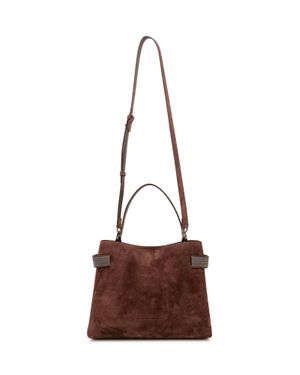Brunello Cucinelli Softy Velour M Shopper Shoulder Bag - Brown