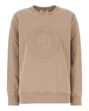 Fendi Cappuccino Cotton Oversize Sweatshirt - Natural