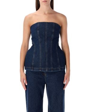 Magda Butrym Strapless Denim Corset Top - Blue