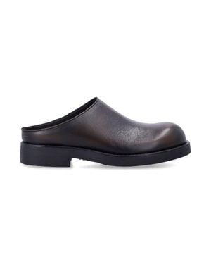MM6 by Maison Margiela Leather Slip-On Mule Clogs - Blue