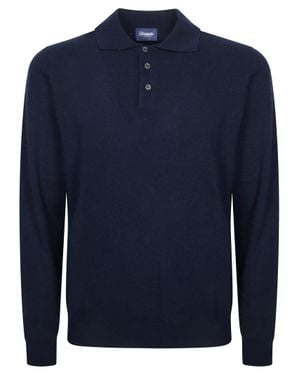 Drumohr Wool Cashmere Polo - Blue