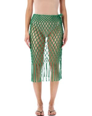 Frankie Shop Tropea Macramé Skirt - Green