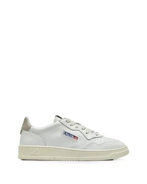 Autry Premium Leather Sneakers With Tonal Stitching And Embossed Logo - White