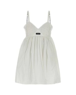Miu Miu Cotton Blend Mini Dress - White