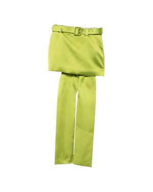 Self-Portrait Belted Skirt Overlay Pants - Green