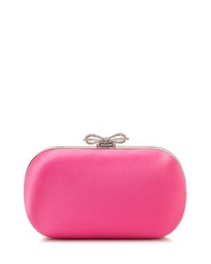 Self-Portrait Mini Satin Clutch Handbag - Pink