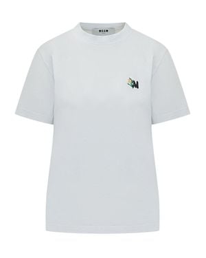 MSGM Logo Embroidered T-Shirt - White