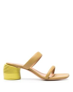 Off-White c/o Virgil Abloh Spring 45 Coiled Heel Leather Sandals - Metallic