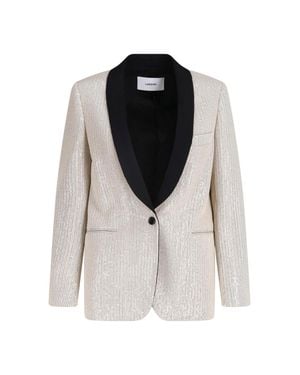 Lardini Embellished Shawl Lapel Blazer - White