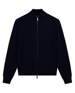 Drumohr High-Collar Cashmere Zip Jacket - Blue