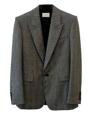Saint Laurent Checked Single-Breasted Blazer - Black
