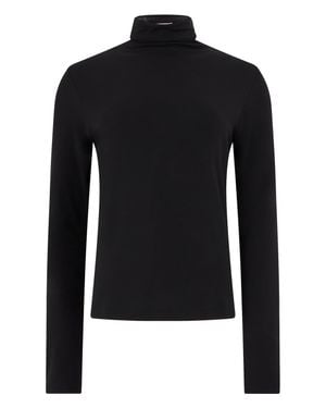 Vince High-Neck Long-Sleeve Top - Black