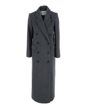 IVY & OAK Ivy & Oak Chloris Long Wool-Blend Jacket With Notched Lapels And Pockets - Black