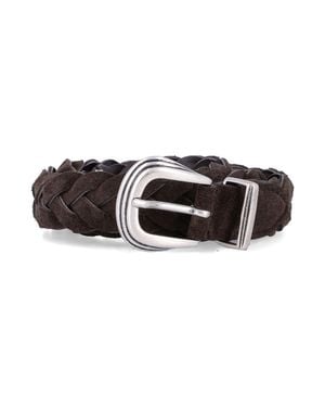 Mancini 1979 Braided Leather Belt With Buckle - Black
