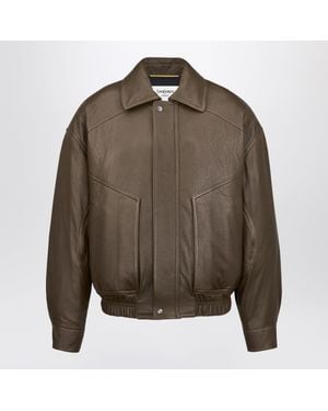 Saint Laurent Relaxed-Fit Leather Bomber Jacket With Concealed Zip - Brown